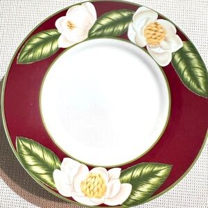 Porcelain plates, set of 4 American Atelier Magnolia Blossom Bread Butter 6.25